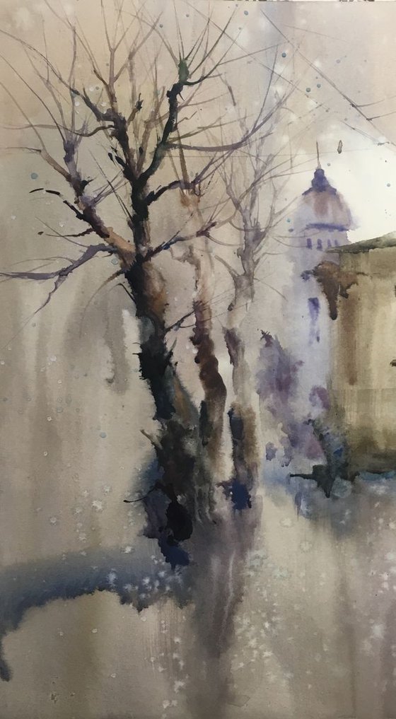 Watercolor "The beauty of crows”