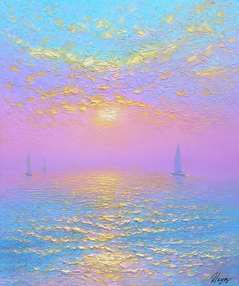 Impressionistic Landscape Oil Painting By Dmitry Oleyn, 20 X 24, Sea, Original Artwork