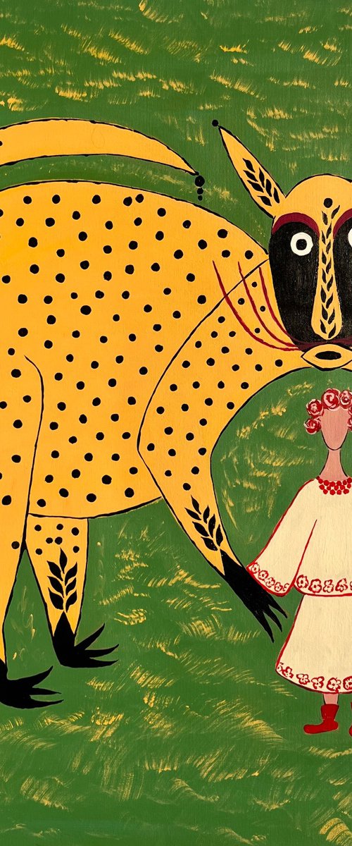 Woman Mystery Animal Painting by Halyna Kirichenko