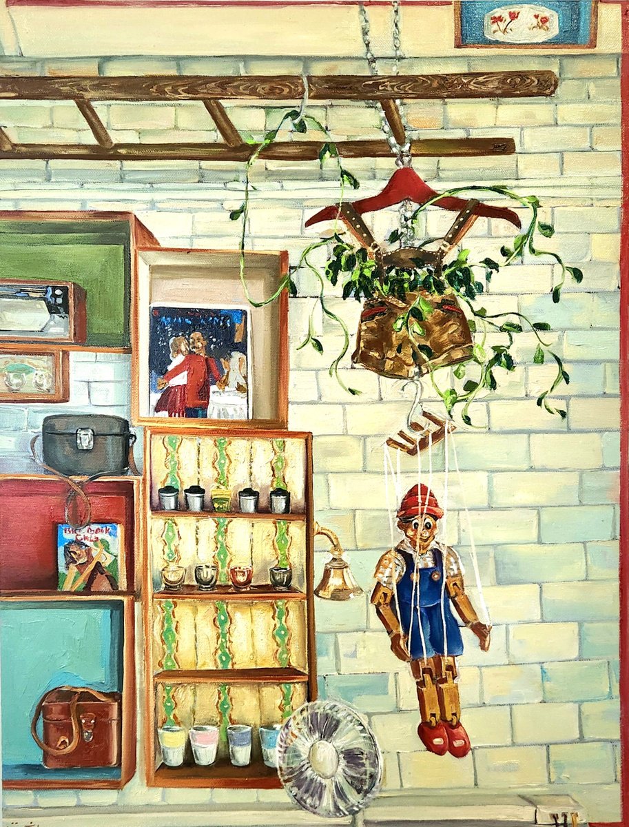 Expressive Still Life Oil Painting By Anahita Amouzegar, 18 X 24, The Puppet Master, Original Artwork