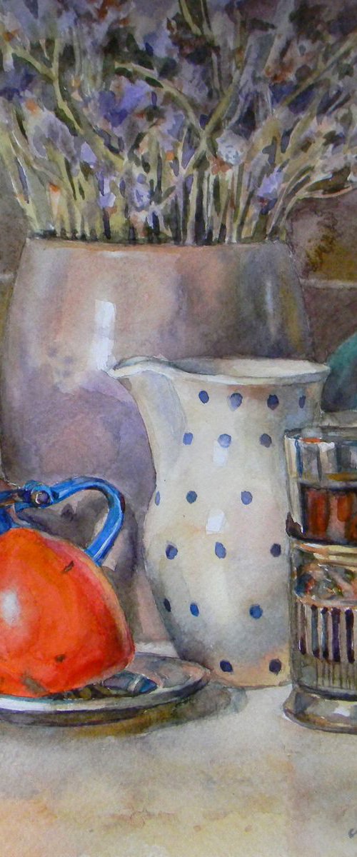 Still Life with Persimmon by Liudmyla Chemodanova