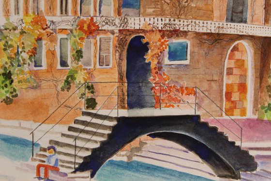 House in Venice a watercolor painting