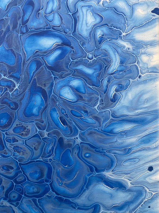 "Water Splitting" - Original Abstract PMS Fluid Acrylic Painting - 16 x 20 inches