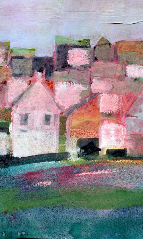 Pink Fishing Village by Elizabeth Anne Fox