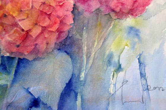 HYDRANGEAS original watercolor 33X26