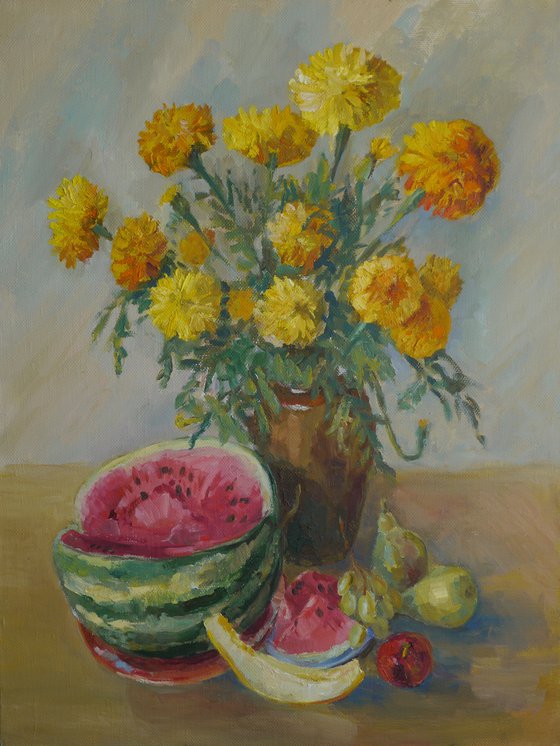 Still life with watermelon