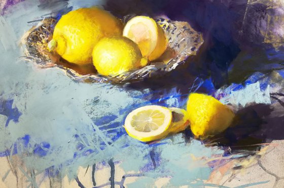 Lemons on Silver Plate