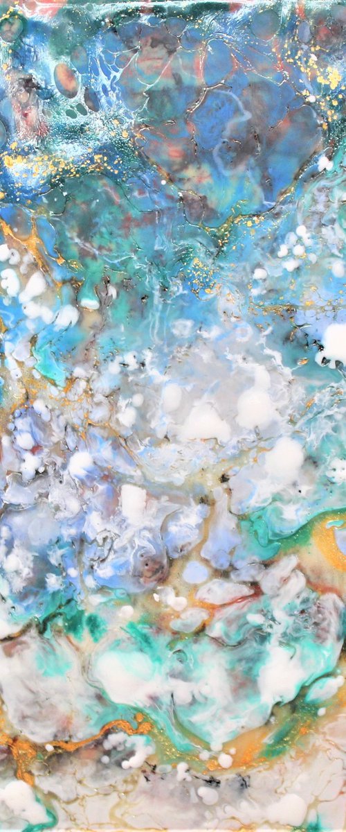 "Mardi Gras" encaustic by Laura Spring