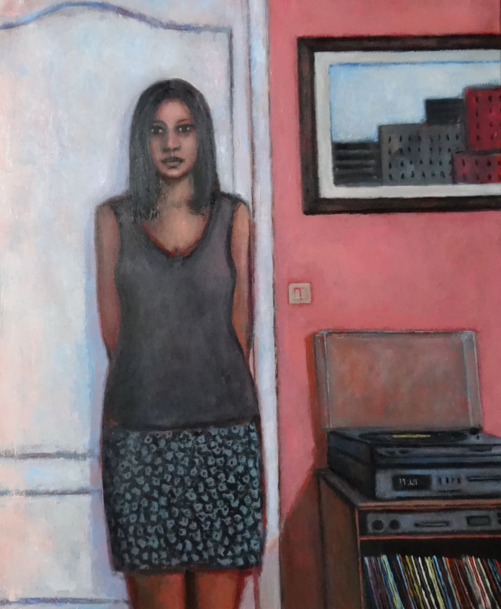 Portrait Oil Painting By Massimiliano Ligabue, 20 X 24", Songs In The Evening, Original Artwork