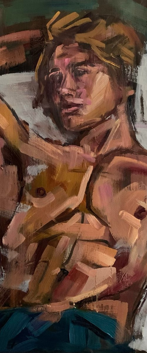 Man nude figure gay oil painting by Emmanouil Nanouris