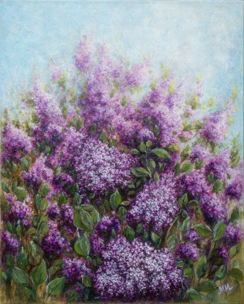 Big size Impressionist oil painting THE SCENT OF LILAC by Mila Moroko