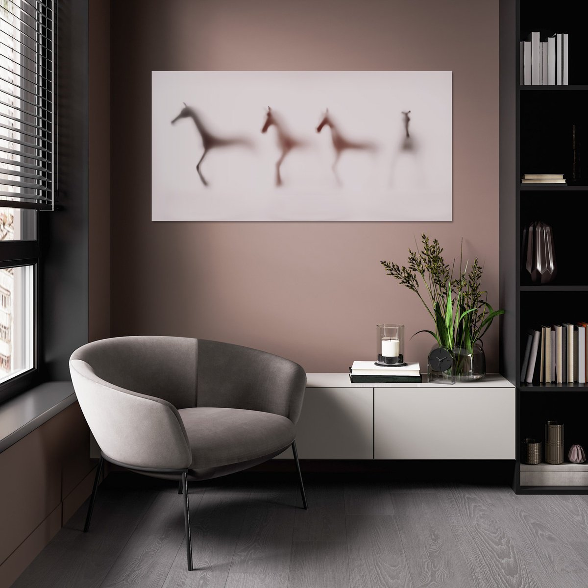 Abstract Animal Photograph By Sven Pfrommer, 55 X 28", Wild Lens - Horses Iii, Original Artwork