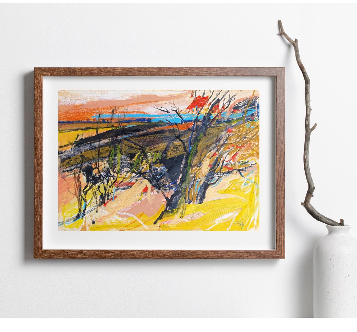 Impressionistic Landscape Acrylic Painting By Victoria Cozmolici, 17 X 11", Autumn, Original Artwork