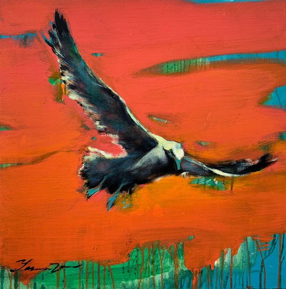 Bright painting - "Seagull on sunset" - Pop Art - Bird - Sea - Ocean - Seagull - Sunset