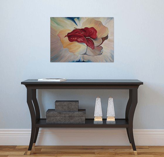 Fantastic Anthurium - oil painting, original gift, home decor, Flowering, Spring, Leaves, Red, Sexy, poster, Bedroom, Living Room