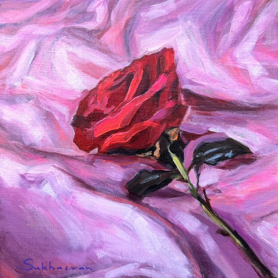 Still Life with Rose on a Silk