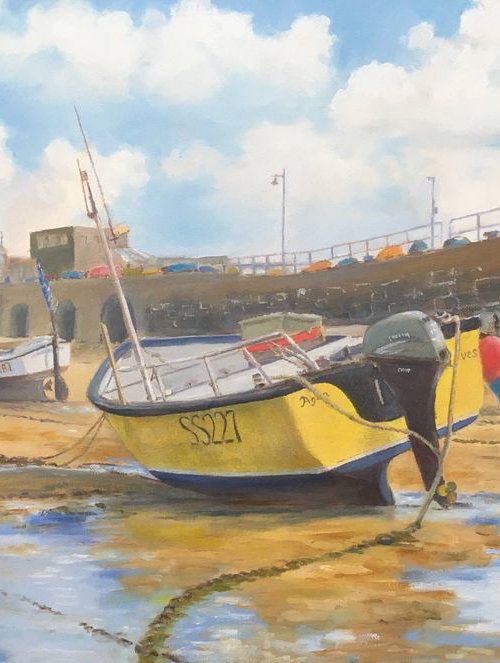 Yellow fishing boats, St. Ives by Peter Frost