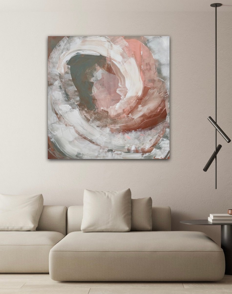 Abstract Landscape Acrylic Painting By Ivana Gigovic, 39 X 39, New Dawn, Original Artwork