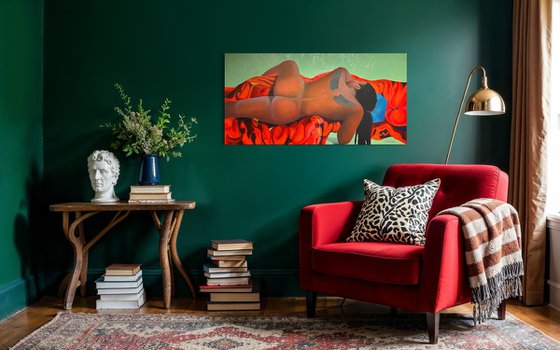 Original oil painting Female portrait Nude