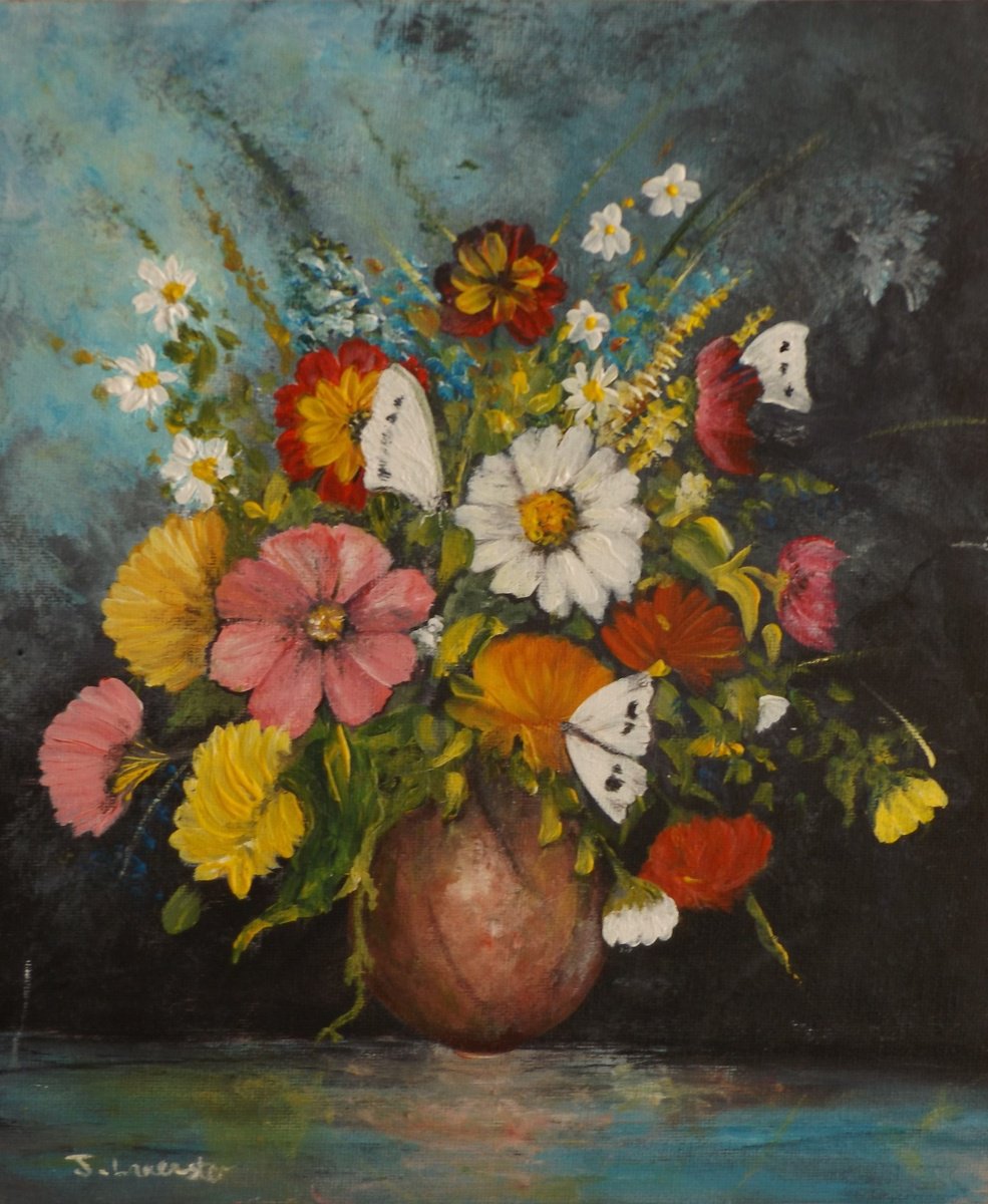 Impressionistic Botanical Acrylic Painting By James Lancaster, 13 X 15, Whispers Among Petals, Original Artwork