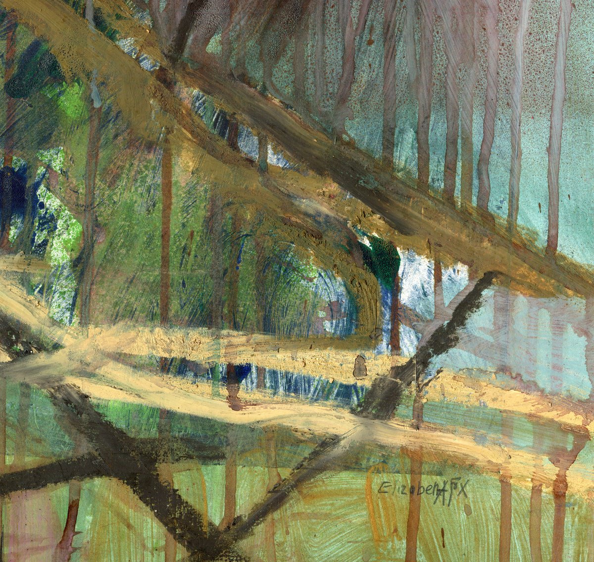 Abstract Landscape Limited Edition Print By Elizabeth Anne Fox, 9 X 9, Below The Surface 1, Original Artwork