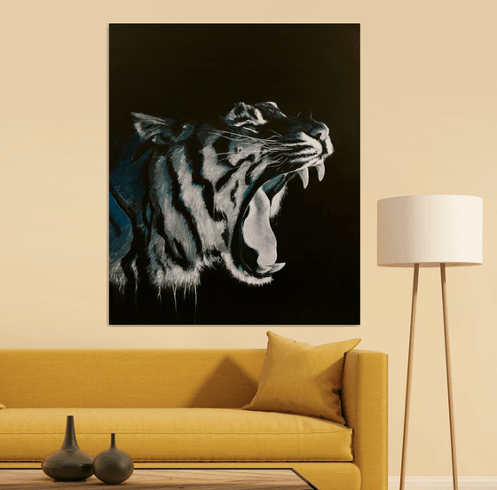 Tiger, Large Black and white Tiger, wall art