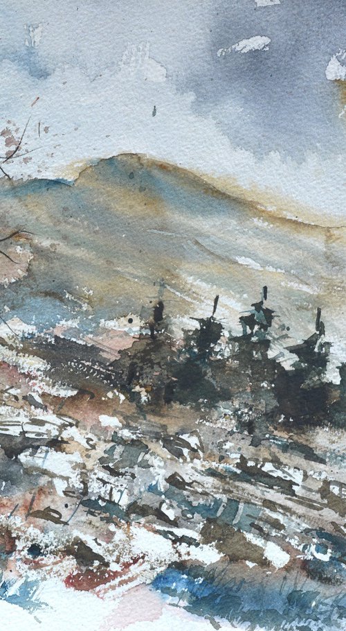 Winter in the mountains   watercolour by Pol Henry Ledent