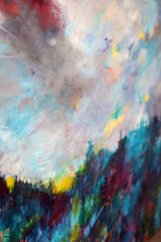 Clouds in the Cascades 72x36" Panoramic Abstract Landscape on Canvas