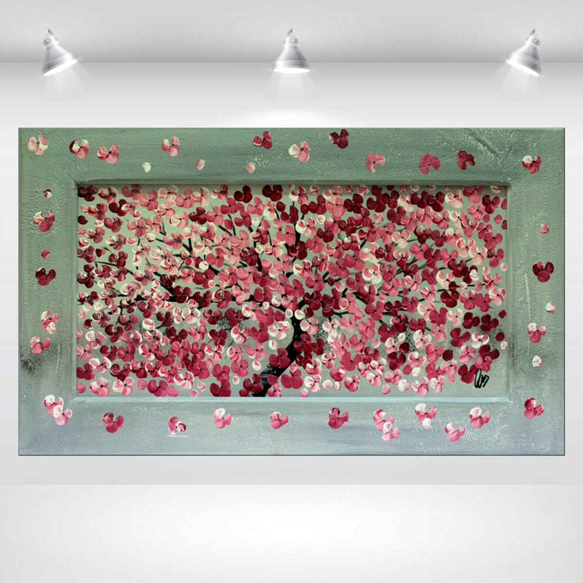 Abstract Botanical Acrylic Painting By Edelgard Schroer, 30 X 18, Blossom Wishes, Original Artwork