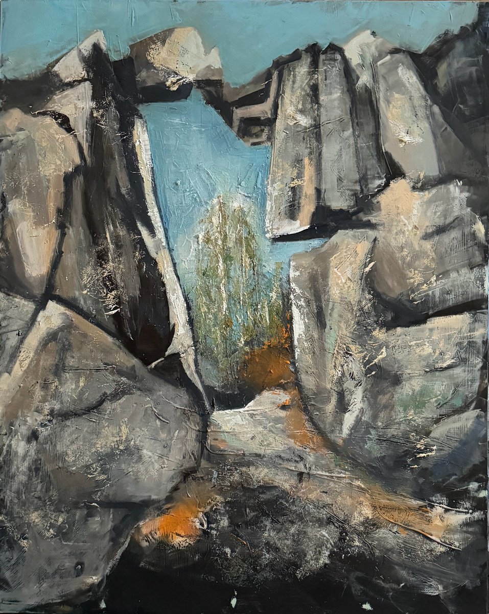 Organic Abstract Oil Painting By Lola Jovan, 16 X 20", The Surprise Was Palpable, Original Artwork