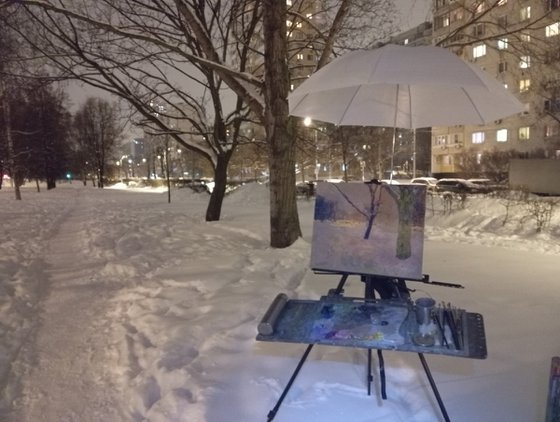 Winter Boulevard at night