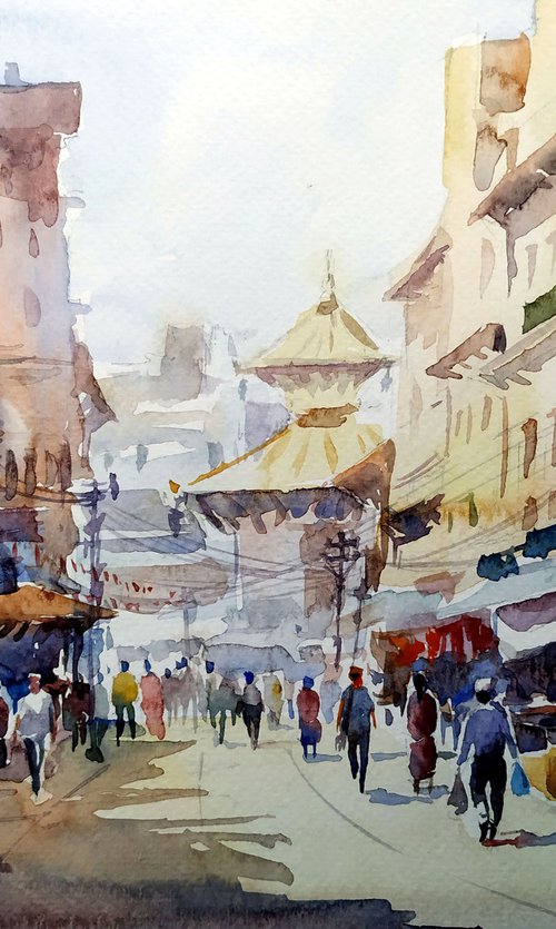 Busy Street in Kathmandu I by Samiran Sarkar