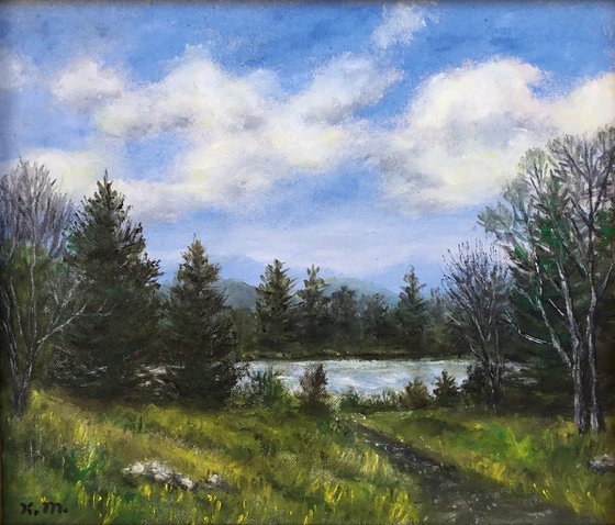 MOUNTAIN LAKE - oil 9X10.5 inches (SOLD)