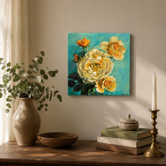 Yellow roses still life