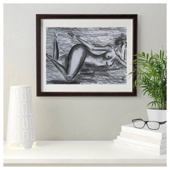 Female Nude Charcoal Art
