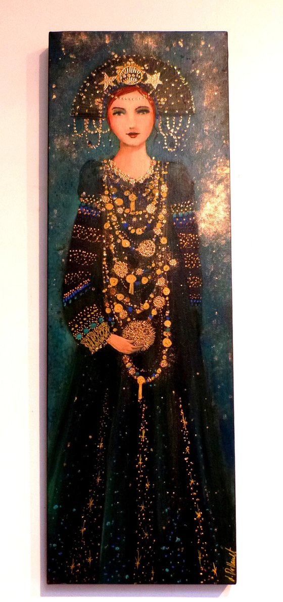 Night opera 20 x60 cm. Art déco inspired woman.