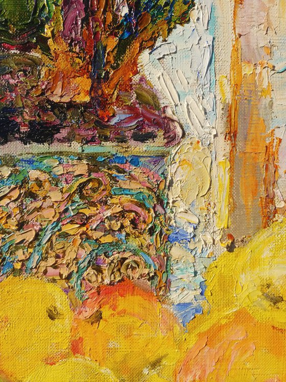 Mosaic of sunlight in autumn apples