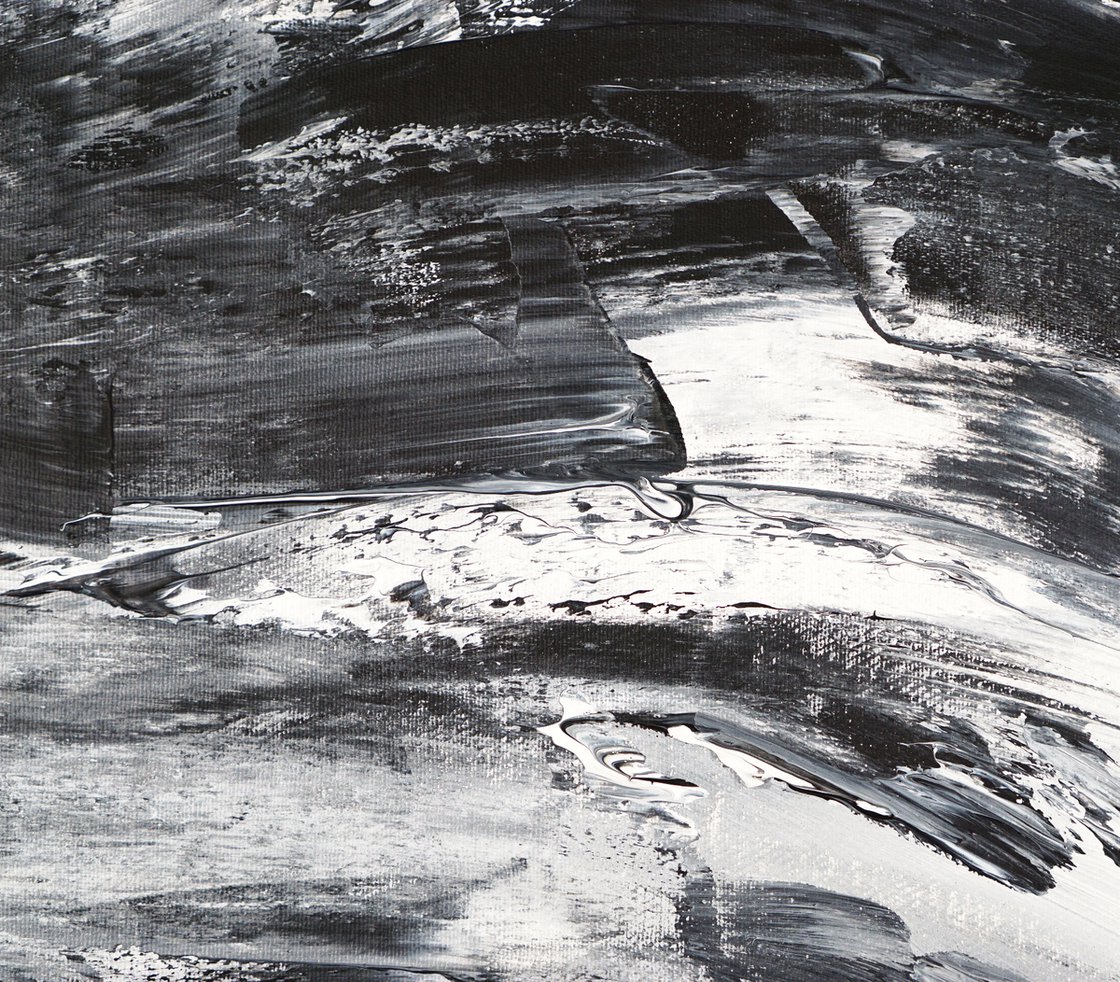 Black And White Waves L 1, Painting by Peter Nottrott