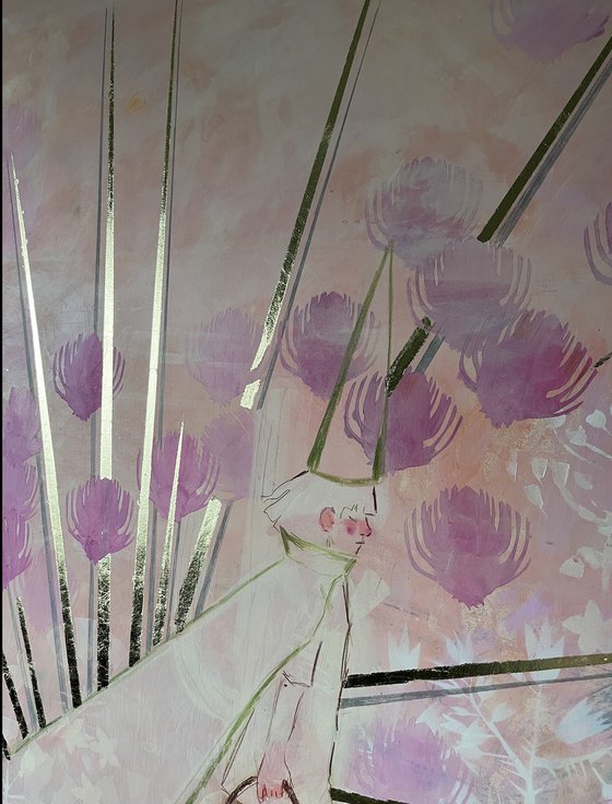 The Frog Shepherd 115x115cm. Acrylic, gold