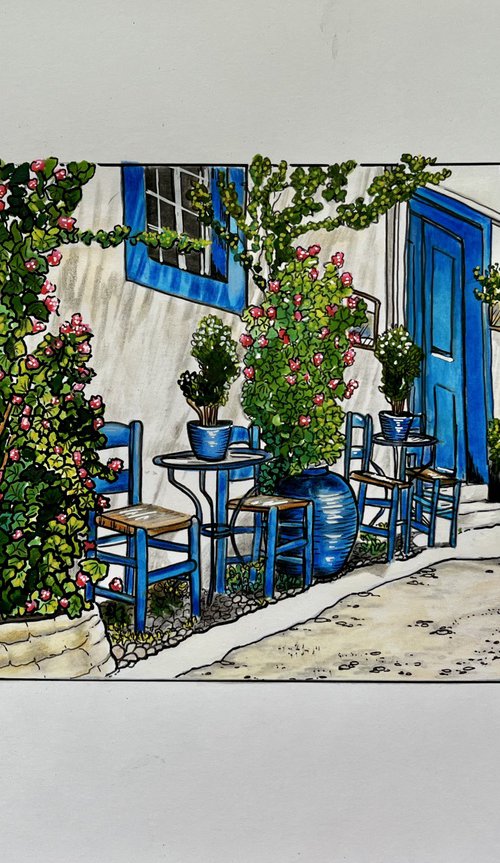 Mediterranean Blues by Karen Elaine  Evans