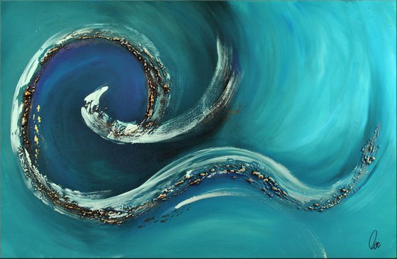 Kleine Fische  - Abstract Art - Acrylic Painting - Canvas Art - Framed Painting - Abstract Sea Painting - Ready to Hang