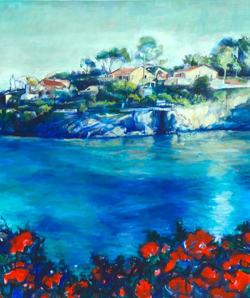 FRENCH  SUMMER SEASCAPE ON COTE DE AZURE by Patricia Clements