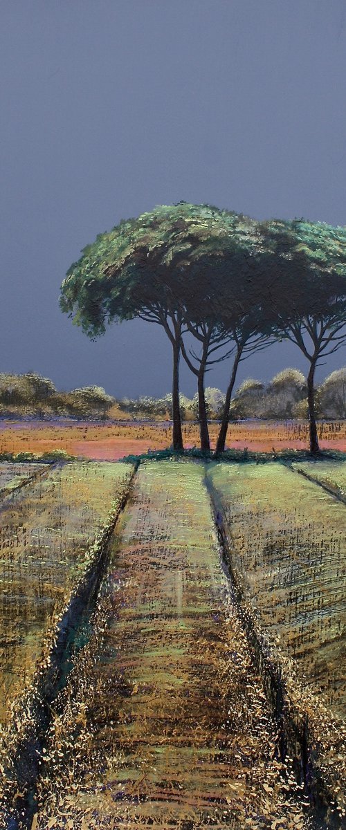 'The Meadow of the Stone Pines' Surreal Landscape Oil Painting by Simon Jones