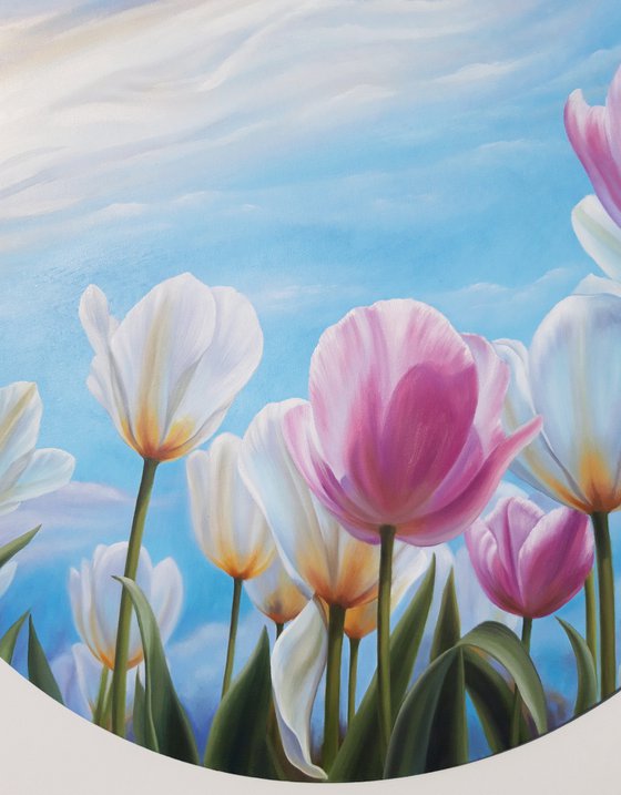 "Sunny day", tulips painting