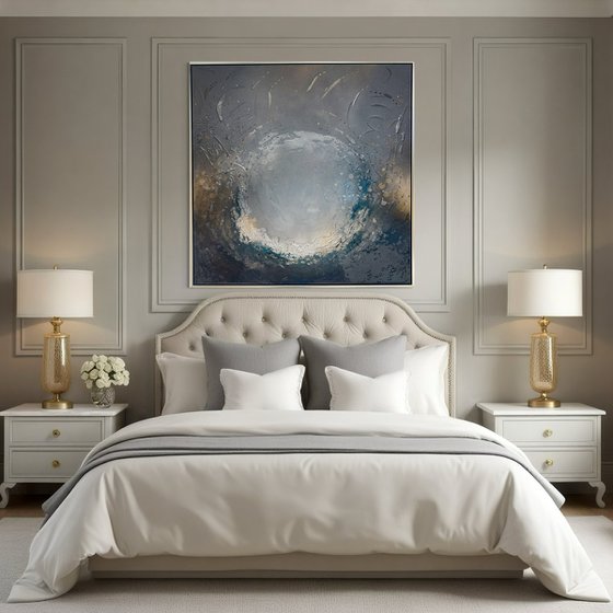 Blue And Gold Abstract Art | Sapphire Ocean