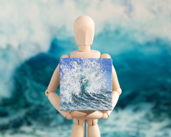 Miniature blue ocean waves