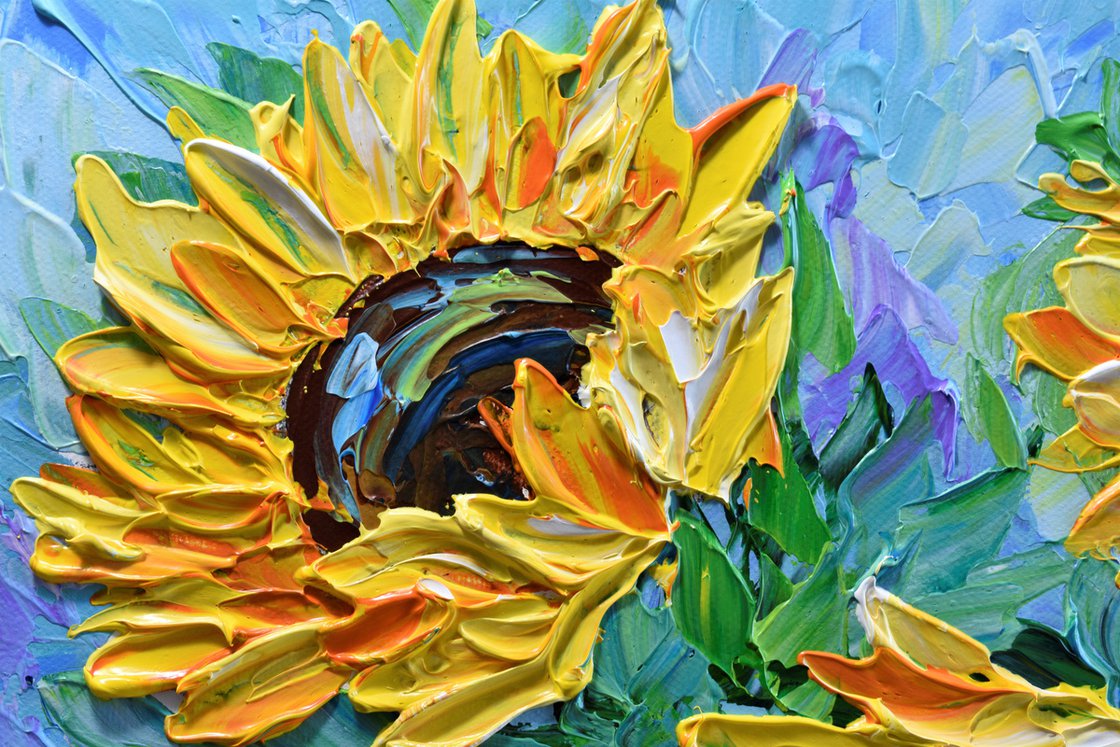 Sunflower Trio Acrylic Tkachyk | Artfinder Olga by painting