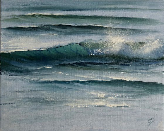 Deliverance, ocean wave oil painting by Eva Volf