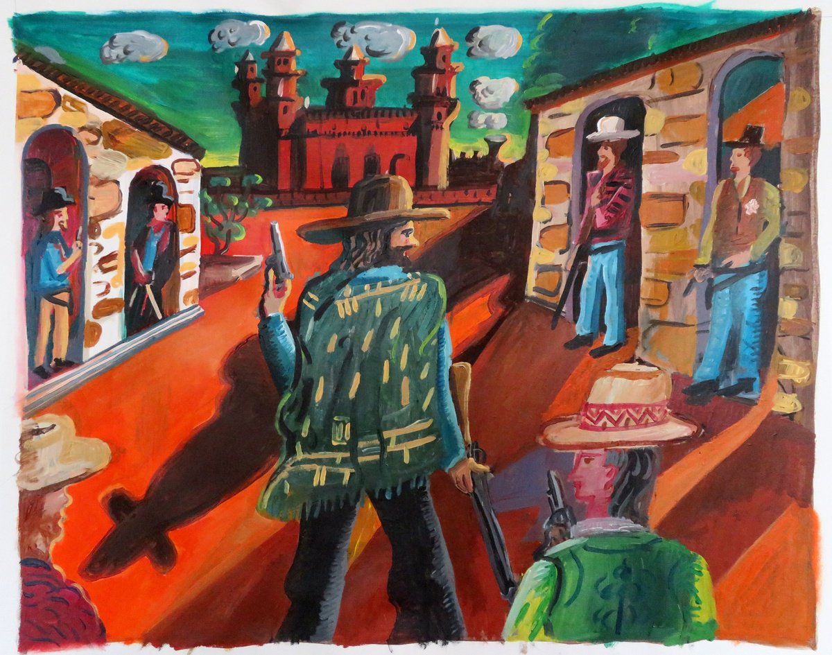 Illustrative Portrait Acrylic Painting By Stephen Abela, 33 X 27", Settling The Score, Original Artwork