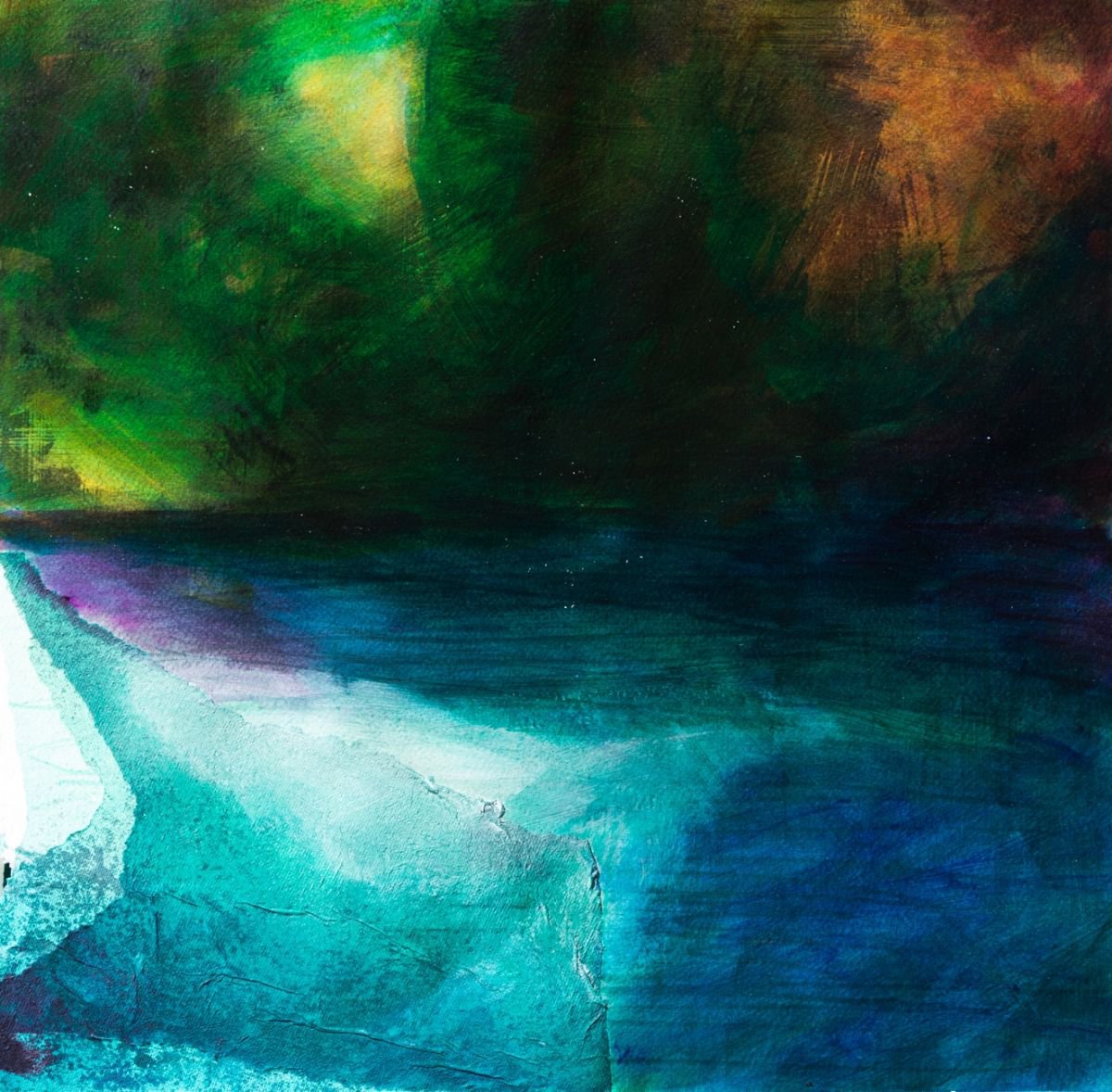 Abstract Cityscapes Painting By Fabienne Monestier, 18 X 18, Nocturne, Original Artwork